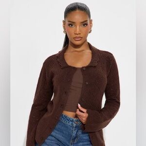 NWT Fashion Nova Not Interested Pointelle Cardigan Size S